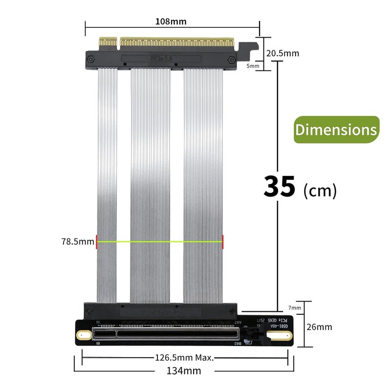 GIGA-MEGA PCIe 5.0 X16 Riser Cable GPU Extension Cable GEN5 Vertical Mount for Next RTX5090, GEN5 SSD Riser Card (35 cm) - Image 5